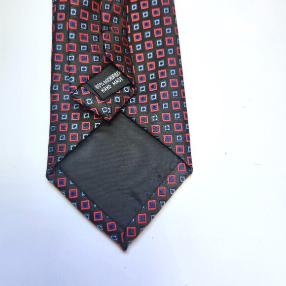 Antonio Rossi Necktie Italian Hand Made Geometric Squares Men's Tie - Picture 5 of 5